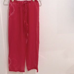 Drawstring, bathing suit cover up pants in hot pink
